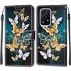 KENHONER Custodia per Honor 200 Lite 5G, Farfalla | Portafoglio Pelle PU, Magnetica, Resistente Agli Urti, Scomparto Carte Credito, Pieghevole, Flip Libro, Motivo