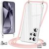 Vauki Cover con Cordino per Samsung Galaxy S25 Ultra,Custodia con Laccio Collana Tracolla Trasparente Silicone TPU+PC Bumper Back Antigraffio Proteggere Case Corda per Samsung S25 Ultra,Rosegold