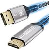 layajia Cavo DisplayPort a HDMI 4K 1M, Unidirezionale DP a HDMI Maschio UHD 4K@30Hz/2K@60Hz/1080P@120Hz, Cavo DP a HDTV in Nylon per Dell, Proiettore, Desktop, AMD, NVIDIA, Lenovo, HP, ThinkPad