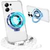 GoodcAcy Magnetica Trasparente Cover con cordino per Redmi Note 13 Pro 4G,Compatibile con MagSafe - Custodia con Laccio Collana Tracolla Regolabile catena Case,con Cordino Anello Supporto,bianco