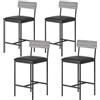 Garvee 4 Pezzi Sgabelli Bar per Cucina Isola con Schienale e Poggiapiedi | Imbottiti in PU, Stile Industriale Rustico, Montaggio Facile, Altezza 65 cm, set 4 sedie per bar, Grigio