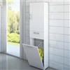 Dmora - Armadio multiuso Escolzia, Mobile lavanderia lineare a 2 Ante, Colona da bagno con cestello portabiancheria, 100% Made in Italy, 45x32h195 cm, Bianco