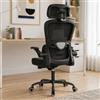 Farini Sedia da ufficio con appendiabiti, sedia da ufficio ergonomica con poggiatesta regolabile, sedia direzionale con braccioli, sedia da gaming con ruote, scura
