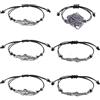 PH PandaHall 6pz Bracciale In Cordino di Poliestere Cerato 2 Stile Bracciale Porta Cristalli Vuoti In Acciaio Inossidabile Gabbia per Pietre Preziose Porta Pietre Vuoto Gioielli Fai Da Te, Nero, 26cm