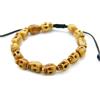 agathe création Bracciale tibetano portafortuna, con teschio in osso, colore: beige, fatto a mano, Taglia unica, OS