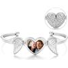 Jeweidea Bracciale Foto Personalizzati per Uomo Donna Bracciale Ricordo Ali d'angelo con Nome Incisi Regalo Commemorativo