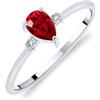 Planetys - Anello solitario da donna in oro bianco 375/1000 con rubini naturali e diamanti