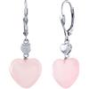 SILVEGO Orecchini in quarzo rosa in argento sterling 925 a forma di cuore