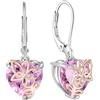 YL Orecchini Cuore Argento 925 con 12 Pietra Portafortuna Zirconia Cubica Farfalla Rosa Orecchini per donna