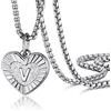 PROSTEEL Collana Iniziale V Collana in Acciaio Inossidabile, Ciondolo Cuore Collane con Lettera V, Confezione Regalo