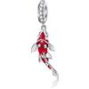 YOAME Charm a forma di pesce, in argento sterling 925, smaltato rosso, compatibile con braccialetti con charm Pandora