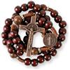 Nazareth Store Rosario cattolico realizzato a mano in legno massello di olivo e rosso scuro, collana da preghiera con medaglia in rame antico e crocifisso, regalo per uomo, 20.6, Legno, Nessuna