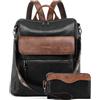 VASCHY Zaino in Pelle con Portafoglio - Borsa Donna Elegante per Viaggio, Lavoro, Scuola, Università - Grande Capacità Nero Marrone