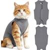 OFFCUP Body Gatto Post Operatorio Sterilizzazione,2 Grigio Tuta Da Recupero,Recovery Vestito,Tutina Post Chirurgia per Gatti Cani,Per Impedire Leccare Ferita Addominale Dopo L'intervento Chirurgico(M)