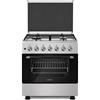 LAR.EL Cucina a gas 60x60 Inox Forno a gas Ventilato 4 Fuochi Accensione Elettrica valvole di sicurezza STOP GAS Metano o GPL Griglie in Ghisa CUC.L60GX