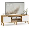 VASAGLE Mobile TV per Televisore fino a 65 Pollici, Armadietto per TV con 2 Ante, Ripiani Regolabili, Lungo 147 cm, per Soggiorno, Camera da Letto, Rovere Naturale e Bianco Crema LTV556Y01
