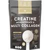 N2 Natural Nutrition. Creatina monoidrato + collagene multi idrolizzato con vitamina C in polvere (70 dosi) 3000 mg di creatina + collagene I, II, III, V e X. Senza aromi.