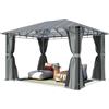 TOOLPORT Gazebo giardino 3x4 m, alluminio, tetto policarbonato 8 mm, grigio | pannelli laterali e zanzariere - uso tutto l'anno - tetto rigido stabile - 100% impermeabile - pali ca. 9x9 cm