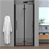 Inbagno Porta Doccia Per Nicchia 95 Cm (H 195) Linea Neos - Porta A Soffietto Salvaspazio - Cristallo Trasparente 6 Mm - Profili In Alluminio Nero