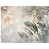 WallArena - Carta da parati fotografica - Botanico 400x280 cm - Murale fotografico - Per soggiorno e camera da letto - Effetto 3D - con Colla - foglie fiori vintage grigio