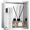 VELPAX Nicchia Doccia Incasso Bianca 33x33x10cm, Nicchia Murale in Acciaio Inox 304 (3mm) Impermeabile, Ripiano Bagno Moderno Senza Giunto, per Stoccaggio Shampoo Sapone, Design Minimalista