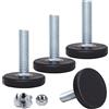 SKIR'CO 4 piedini di livellamento per mobili, M8 x 30 mm, gambe rotonde regolabili in metallo, stelo filettato M8, piedino di scorrimento livellatore (dadi inclusi)