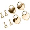 AMONIDA Squisito Lucchetto a Forma di Cuore e Chiave in Materiale in Lega di Zinco Dorata, Perfetto per Scrigni del Tesoro e Piccoli Bagagli, Set di Lucchetti da 4 Pezzi