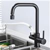 ZPSPZ Rubinetto Cucina con Attacco Lavastoviglie Rubinetto da Cucina Ottone Acqua Fredda e Calda-Nero