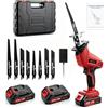 Hondony Seghetto alternativo rosso, 0-4000 giri/min a velocità variabile con 8 lame, seghe elettriche per tagliare il legno, 21 V, sega elettrica per legno, senza fili, per tagliare metalli e PVC, con 2