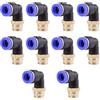 ANGEEK set da 10 pezzi, 8 mm - 1/4, raccordi pneumatici a gomito a 90° con filettatura maschio PT, adatti per il collegamento rapido di tubi flessibili, accessori compressori d'aria