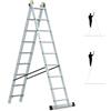 Hoström Scala a sfilo a 2 rampe StablePro, gradini 2x9 in alluminio, allungabile, 3 posizioni, altezza massima di lavoro 5,02 m, 5 anni di garanzia, Hostrom