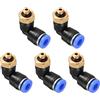 PATIKIL 5pz Tubatura OD x M5 Maschio Filo Gomito Raccordi 6mm Blu | per Collegare Pneumatico Aria Pressione Adatta block Attacco per Pneumatico Idraulico, Pressione