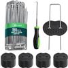 VOUNOT® 150 Pezzi Picchetti Telo Pacciamatura a U 150x30mm con 75 Rondelle | Metallo Zincato, Diametro 3 mm, Kit Completo con Piastre di Fissaggio e Gancio, Per Telo di Pacciamatura e Erba Artificiale