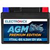 Electronicx AGM Premium Edition YTX4L-BS 12V 4,2Ah 50A - batteria moto compatta, sigillata, senza manutenzione, resistente a perdite e vibrazioni - per scooter, moto, quad, ATV, moped