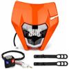 JFG RACING Faro Led Moto con Interruttore per EXC EXC-F XC-W SC SMC SXC,Arancione | Maschera Faro Moto+Interruttore Manubrio Moto+Kit di Montaggio per FX TE TX EC ECF SUPER ENDURO