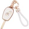Koaudb Cover Chiave per Clio Dacia Twingo 2 pulsanti con Portachiavi Bianco-Oro | per Clio Kangoo Megane Laguna Modus Dacia Twingo Guscio Chiave Auto Cover TPU Custodia Chiave