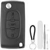 DXiongW 3 Pulsanti Guscio per Chiave Auto Compatibile con Peugeot 207 307 307S 308 407 408 607 e Citroen C2 C3 C4 C5 C6 C8 Xsara Telecomando Custodia Chiave Pieghevole con Slot Batteria CE0523 HU83