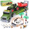 Gralal Fattoria Trattore e Rimorchio Giochi, Ricco Set Fattoria con Animali e Accessori, Regalo per Bambini e Bambine da 3 a 10 Anni | Luci e Suoni, Bambo Gioco di Fattoria Realistico