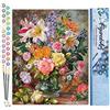 Figured'Art Dipingere con i Numeri - Paint by Numbers Fiori In Tutti I Colori, Passatempo per Adulti, Kit Completo, Hobby Creativi - Quadri fai da te 40x50cm senza cornice