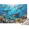 XiaopangXY Underwater Shipwreck Puzzles per anziani 1000 Pezzi Riciclabile Dolphin Reef Puzzles accessori per giochi di puzzle impossibile, difficile e stimolante Activity 38x26cm/1000 pezzi