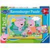 Ravensburger Kinderpuzzle 2x12 Teile - Peppa Wutz - Glückliche Familie Wutz!