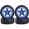KEEDA Pneumatici in gomma per auto RC e cerchioni in nylon da 52 mm/2,05 pollici, per 1/10 RC On Road Touring Racing Drift Car (D, blu)