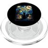 Starry Night Halloween Black Cat Bats Te Notte stellata Halloween gatto nero pipistrelli PopSockets PopGrip per MagSafe