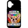 Amanti del Chihuahua e Umorismo Custodia per iPhone 16 Credi in Te Stesso con Ironia e Umorismo Canino