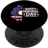 Memorial Day 4th Fourth Of July Clothing Happy Memorial Day Girasole Bandiera USA Bandiera Americana PopSockets PopGrip Adesivo