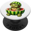 Quirky Turtle Melon Summer Cartoon Simpatico design a forma di tartaruga con anguria PopSockets PopGrip Adesivo