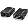 Elfcam® - Confezione da 2, Convertitore Fibra Ottica Ethernet, Modulo SFP Integrato, L'estensione Della Rete Fino a 20KM, Tramite il Cavo in Fibra Ottica SC Monomodale (2 X 4 Porta RJ45)