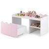 COSTWAY 2 in 1 Scrivania in Legno per Bambini con Contenitore Mobile (Rosa)