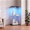 DADEA Vetrina in Vetro con LED, Vetrinetta in Vetro 2 Ripiani 1 Porte, 36.5×40×86cm, Vetrina Colonna Espositiva Vetrinetta Casco con LED et Serratura Vetrine per Collezionisti Vetrinette Espositive