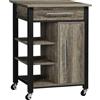 HOMCOM Carrello da Cucina Portavivande con Cassetto 60x50x84.5cm Quercia | Mensole, Armadietto, 4 Ruote, Legno Truciolare, Mobili da Cucina